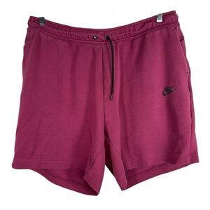 Nike Tech XXL Men's Burgundy Maroon Sweat Shorts Bottoms Tie Waist Drawstring